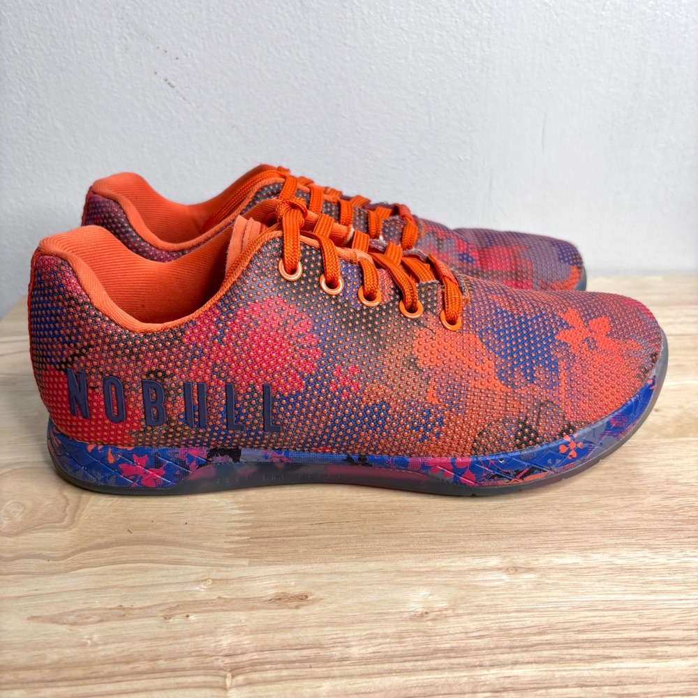 NOBULL Sneakers Womens 8 Orange Blue Floral CrossFit Shoes Athletic Gym Workout